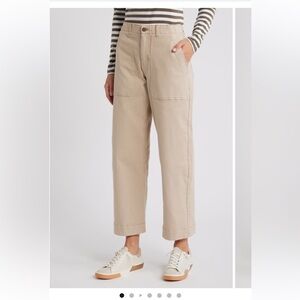 Carlson Twill Beige Utility Wide Leg Pants - 14